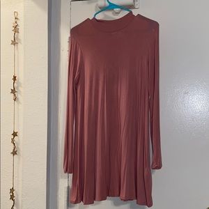Rose Colored Mock Neck Mini Dress